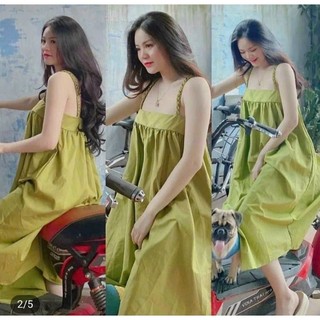 Đầm ngủ lụa 2 dây cho nữ mặc nhà
