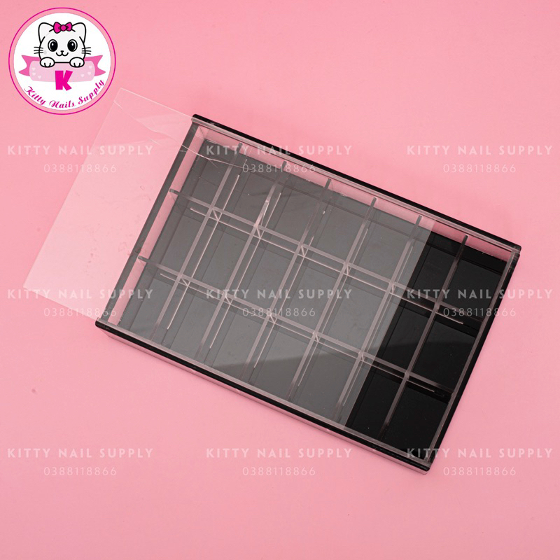 Khay mica trong suốt đựng charm, đá, phụ kiện nail đa dạng kích thước - Kitty Nails Supply