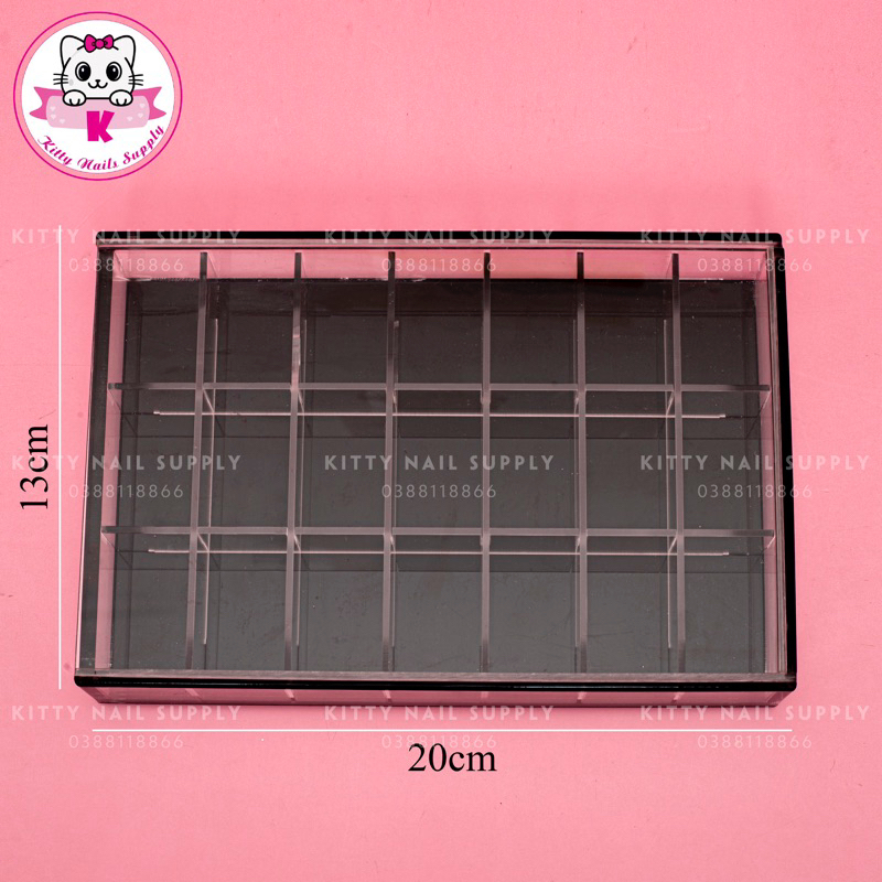 Khay mica trong suốt đựng charm, đá, phụ kiện nail đa dạng kích thước - Kitty Nails Supply