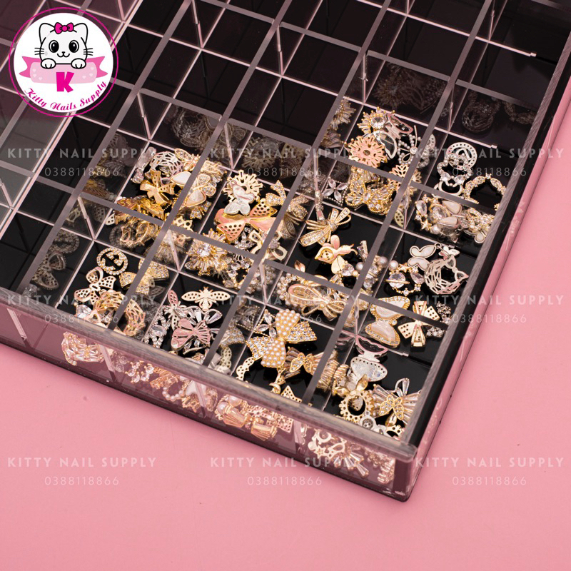 Khay mica trong suốt đựng charm, đá, phụ kiện nail đa dạng kích thước - Kitty Nails Supply