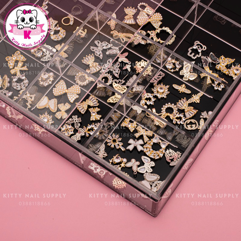 Khay mica trong suốt đựng charm, đá, phụ kiện nail đa dạng kích thước - Kitty Nails Supply
