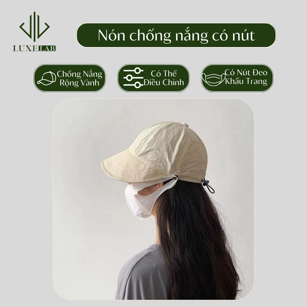 Mũ Chống Nắng Vành Rộng Có Móc Đeo Khẩu Trang Và Túi Đựng Độc Đáo LUXELAB 12252