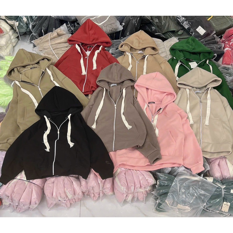 Áo Khoác Nỉ Tay Bồng Bảng Màu Trà Sữa Form Dài Freesize Hot Trend 2023