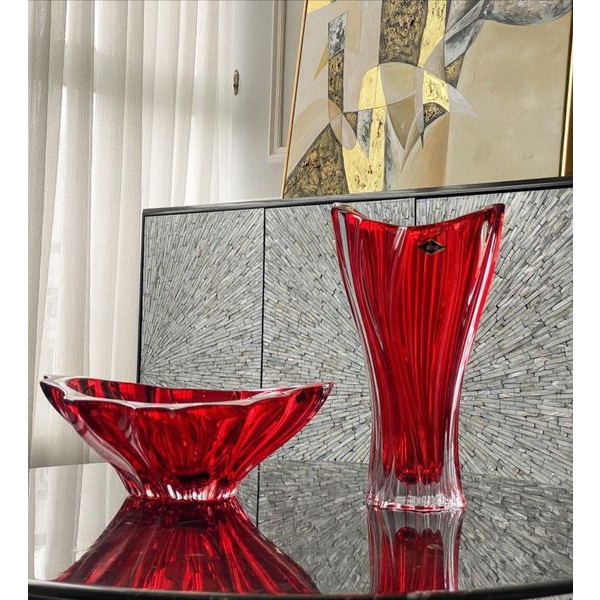 Lọ hoa và tô Plantica - Hãng pha lê cao cấp Aurum Crystal Bohemia
