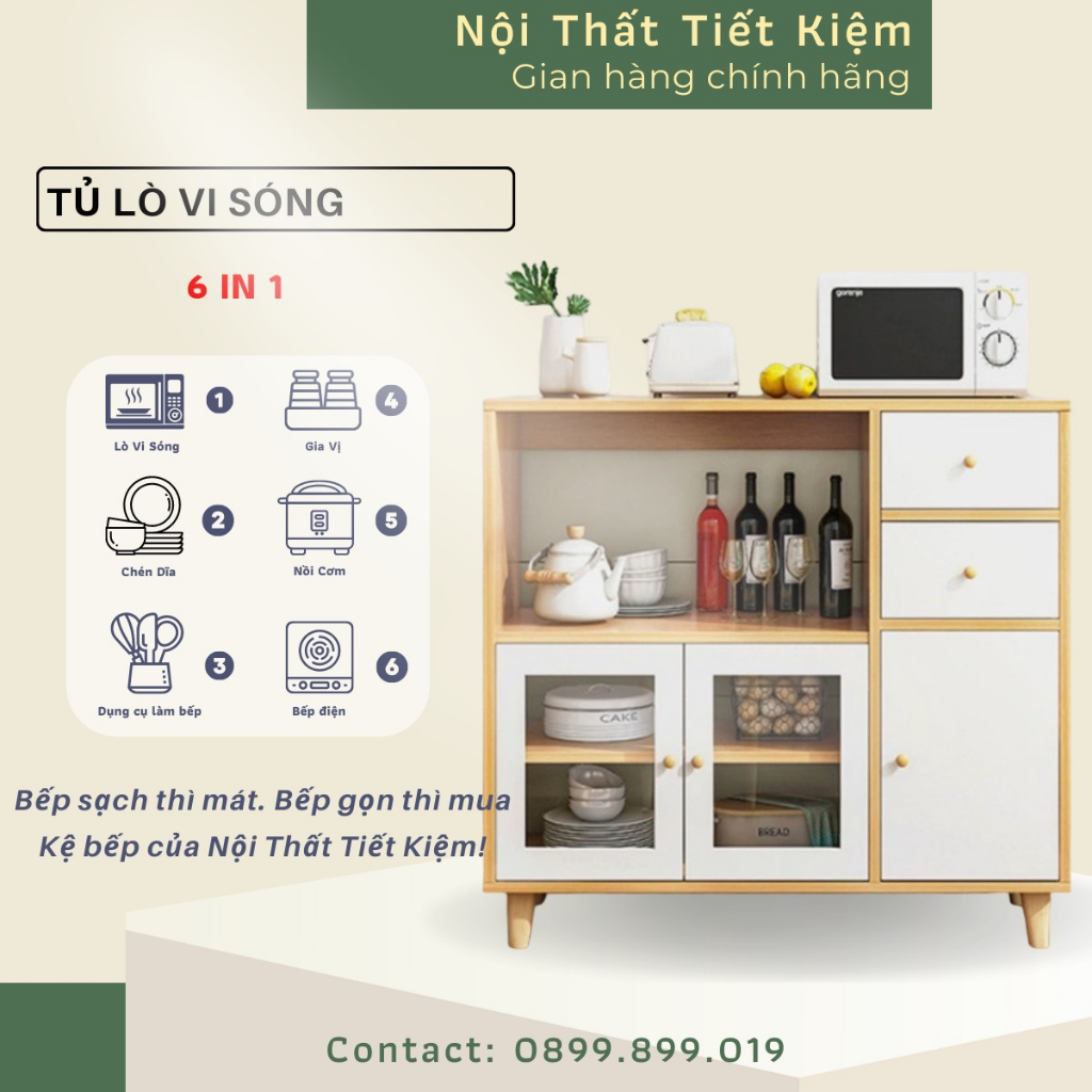 Kệ lò vi sóng gia vị Nội Thất Tiết Kiệm dùng làm tủ nhà bếp đã lắp sẵn để nồi cơm KVS0599