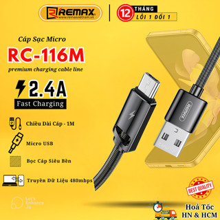 Cáp sạc nhanh micro usb 12w bọc thép remax việt nam rc-166m - bảo hành chính hãng remax 1 năm 1 đổi 1 trong 12 tháng