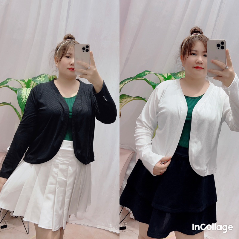 Áo khoác Cadigan chất thun gân tăm co giãn Bigsize 68-95kg