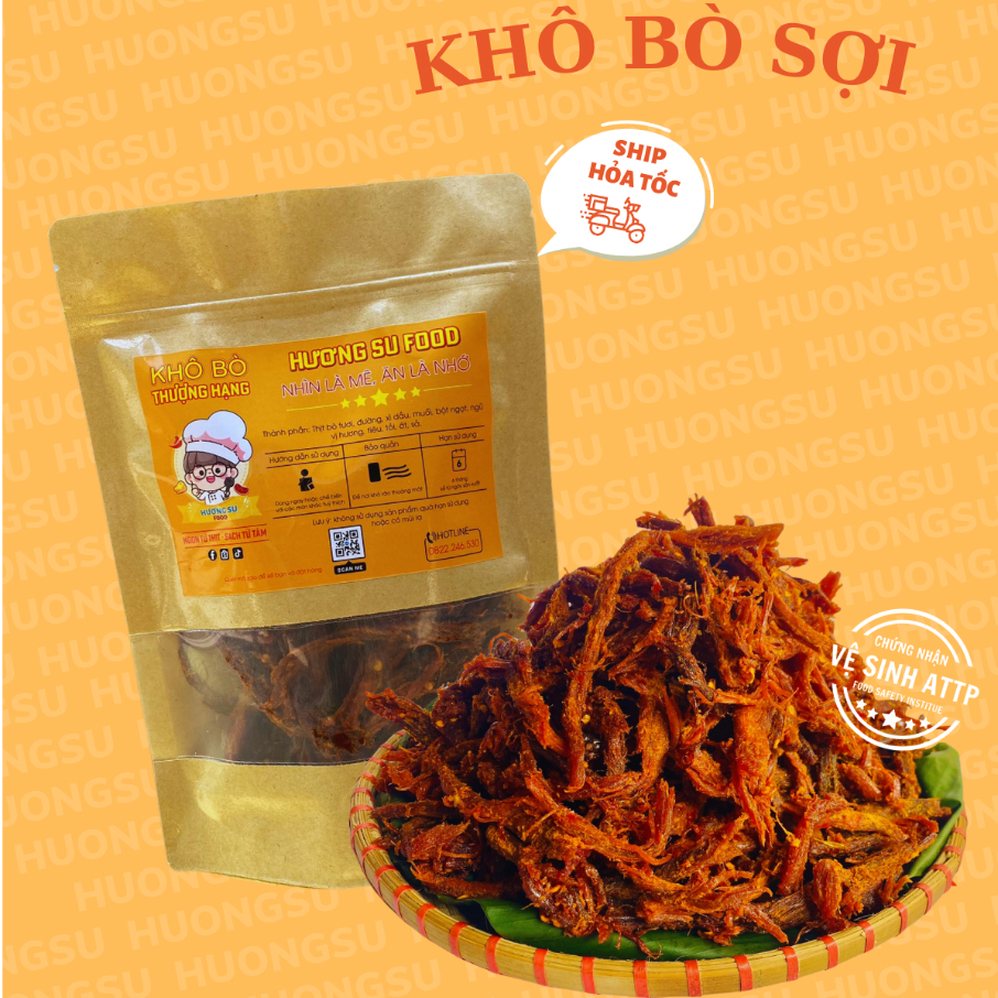 Khô Bò Sợi 100G Thịt Bò Chất Lượng Cao Đạt Chuẩn ATVSTP Siêu Ngon Đậm Đà HươngSu Food