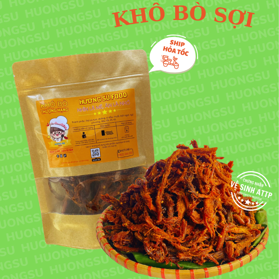 Khô Bò Sợi To 200G Bò Khô Tuyệt Phẩm Thịt Bò Chất Lượng Cao Không Chất Bảo Quản Đạt Chuẩn ATVSTP,Siêu Ngon HươngSu Food