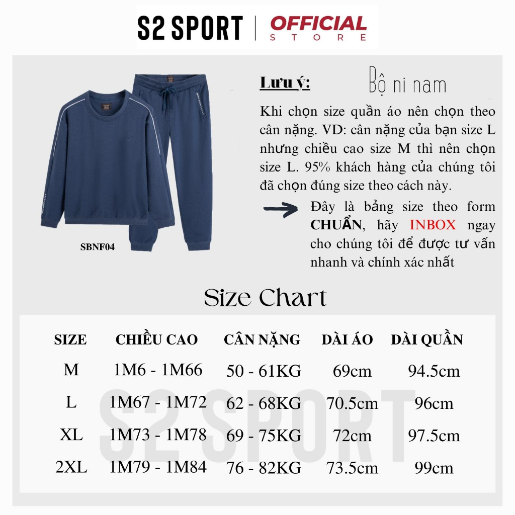 Bộ quần áo nỉ nam S2 SPORT SBNF04 áo sweater cotton USA CCBLUE cổ tròn dài tay phối quần jogger cạp chun ống suông