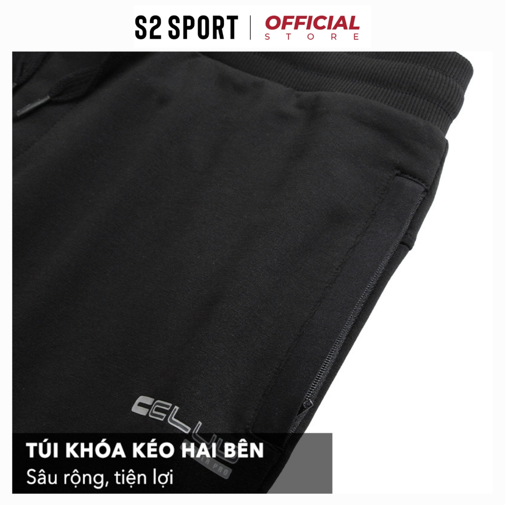 Bộ quần áo nỉ nam S2 SPORT SBNF04 áo sweater cotton USA CCBLUE cổ tròn dài tay phối quần jogger cạp chun ống suông