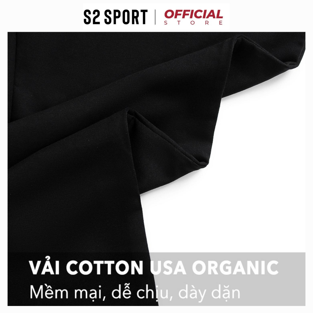 Bộ quần áo nỉ nam trơn S2 SPORT SBNF05 áo sweater thu đông cotton USA thêu hình nổi phối quần jogger cạp chun ống suông