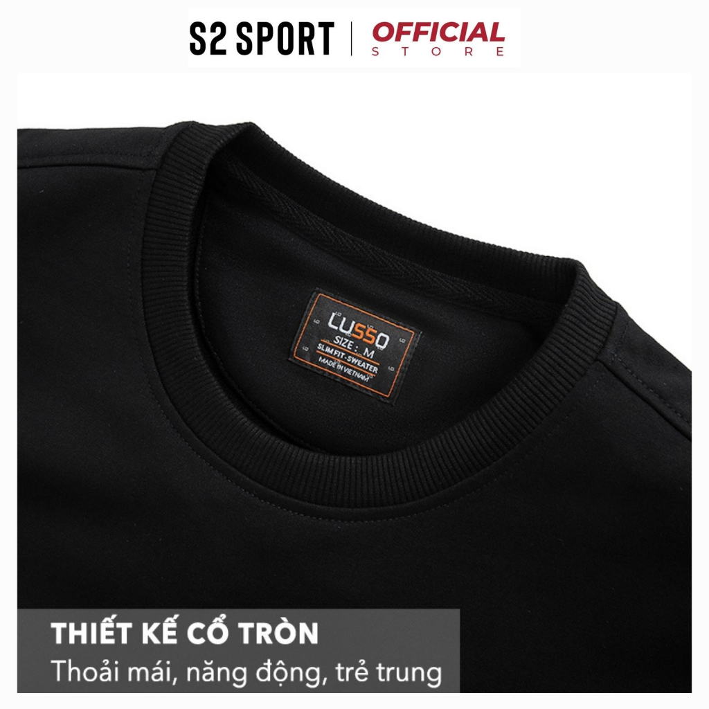 Bộ quần áo nỉ nam trơn S2 SPORT SBNF05 áo sweater thu đông cotton USA thêu hình nổi phối quần jogger cạp chun ống suông