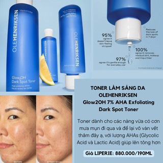 Nước hoa hồng olehenriksen glow2oh 7% aha exfoliating dark spot toner