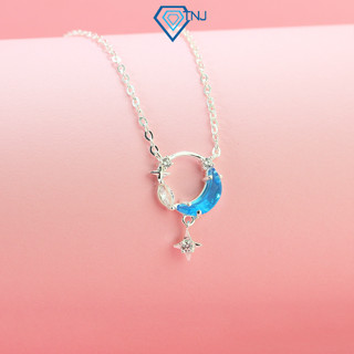 Dây chuyền nữ bạc 925 mặt trăng xanh dương hình ánh sao nạm đá lấp lánh DCN0706 - Trang Sức TNJ