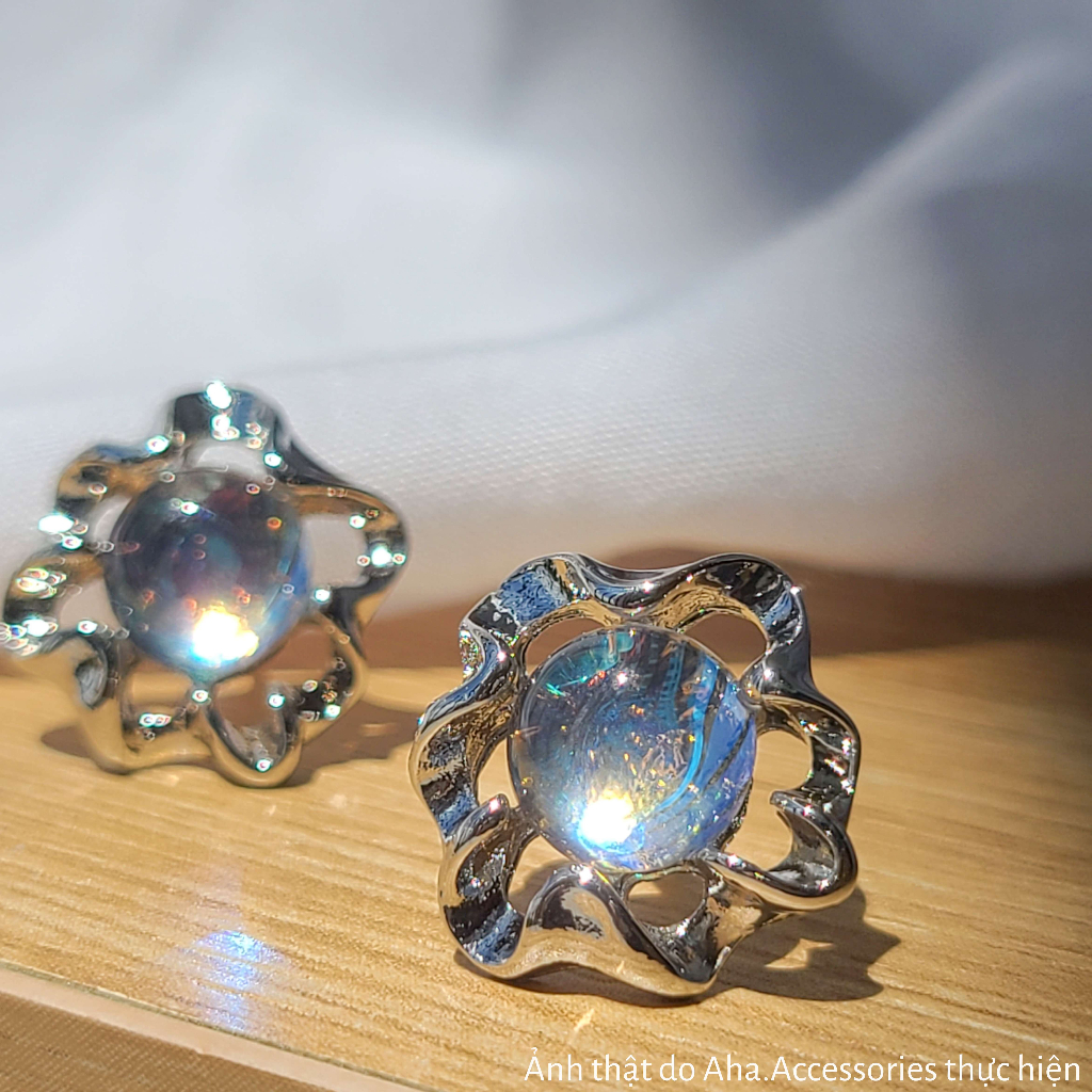 Khuyên tai nữ Aha.Accessories Đá Mặt Trăng Moonstone chất liệu hợp kim độc đáo sang chảnh KT-MT