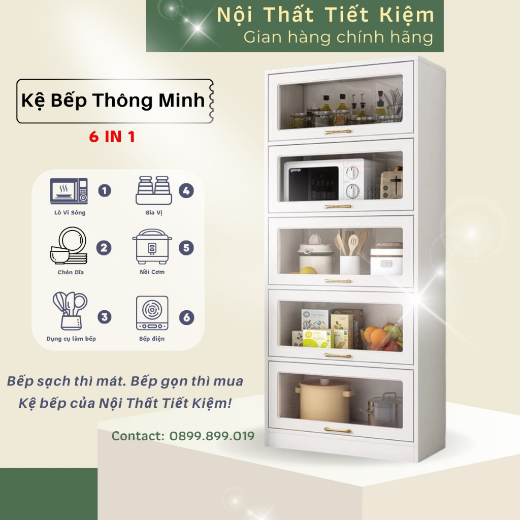 Tủ để lò vi sóng Nội Thất Tiết Kiệm cánh lật giấu trong dùng làm kệ gia vị KB990909
