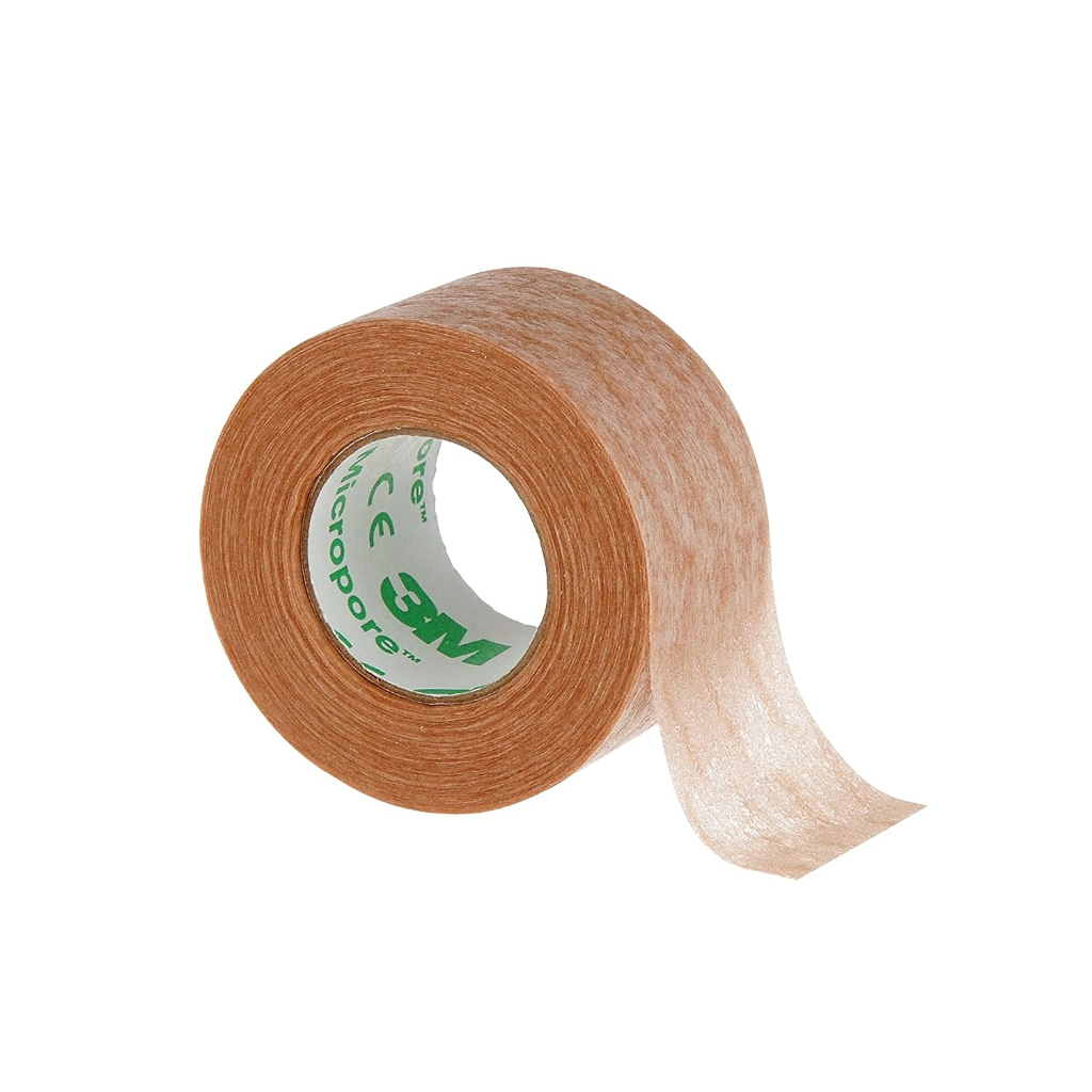 3M MICROPORE 1533-0 (1.25cmx9.1m), 1533-1 (2.5cmx9.1m) Băng keo giấy màu nâu (màu da) dán sửa mũi, nâng mũi