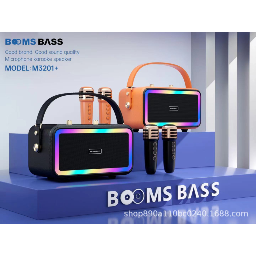 Loa Bluetooth Karaoke M3201 không dây công suất lớn kèm 2 mic không dây Led RGB nháy theo nhạc TECHIPS STORE