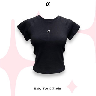 CHLISTY - Áo baby tee thun gân thêu C platin smallsize/bigsize Baby Tee C Platin co giãn basic y2k size lớn nữ 40kg-80kg