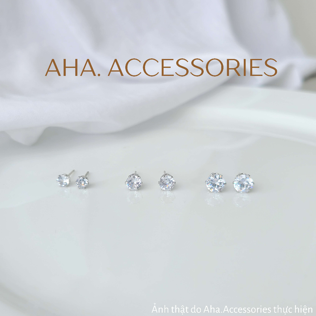 Khuyên tai nụ hợp kim cao cấp đính đá - Khuyên tai nam nữ unisex Aha.Accessories KT-ND