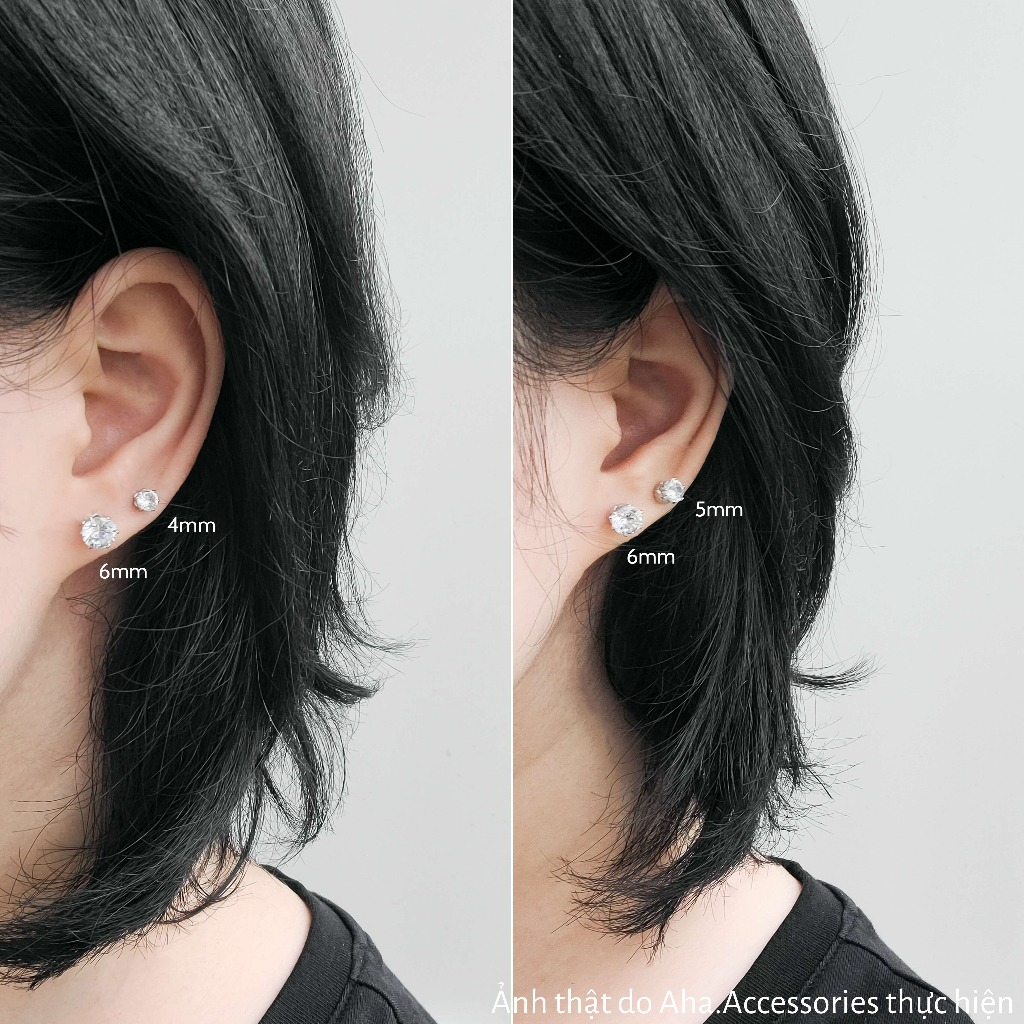 Khuyên tai nụ hợp kim cao cấp đính đá - Khuyên tai nam nữ unisex Aha.Accessories KT-ND