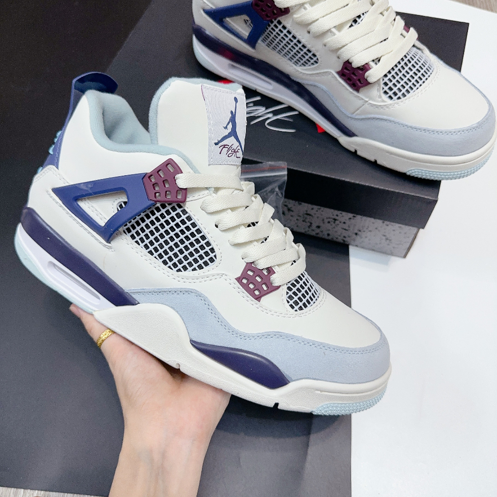 Giày thể thao JD4 Military Blue White V2 Da Thật Bản Cao Cấp