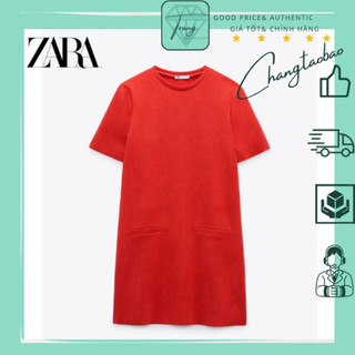 Zara Auth Đầm xuông đen đỏ chất nhung mịn đẹp size xs và s
