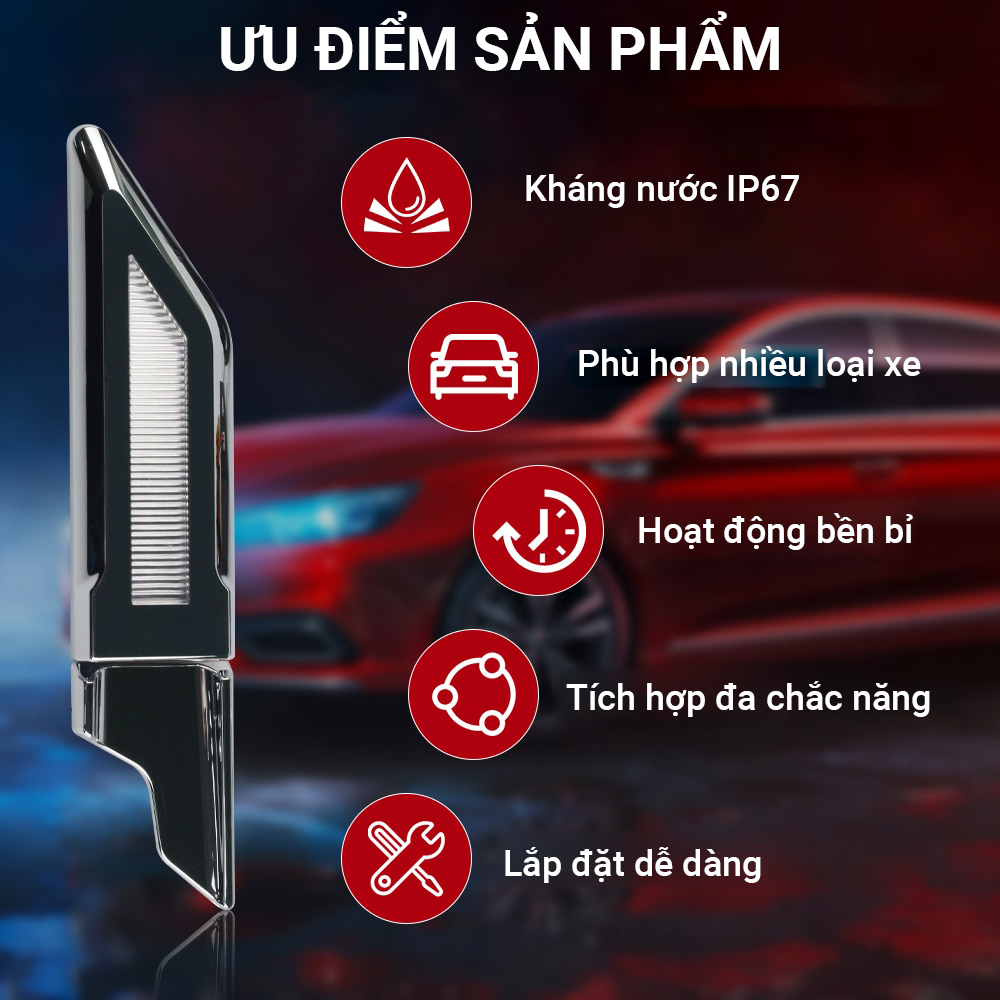 Đèn Led 2 bên sườn xe hỗ trợ khi lùi, xi nhan, định vị ban ngày giúp lái xe an toàn
