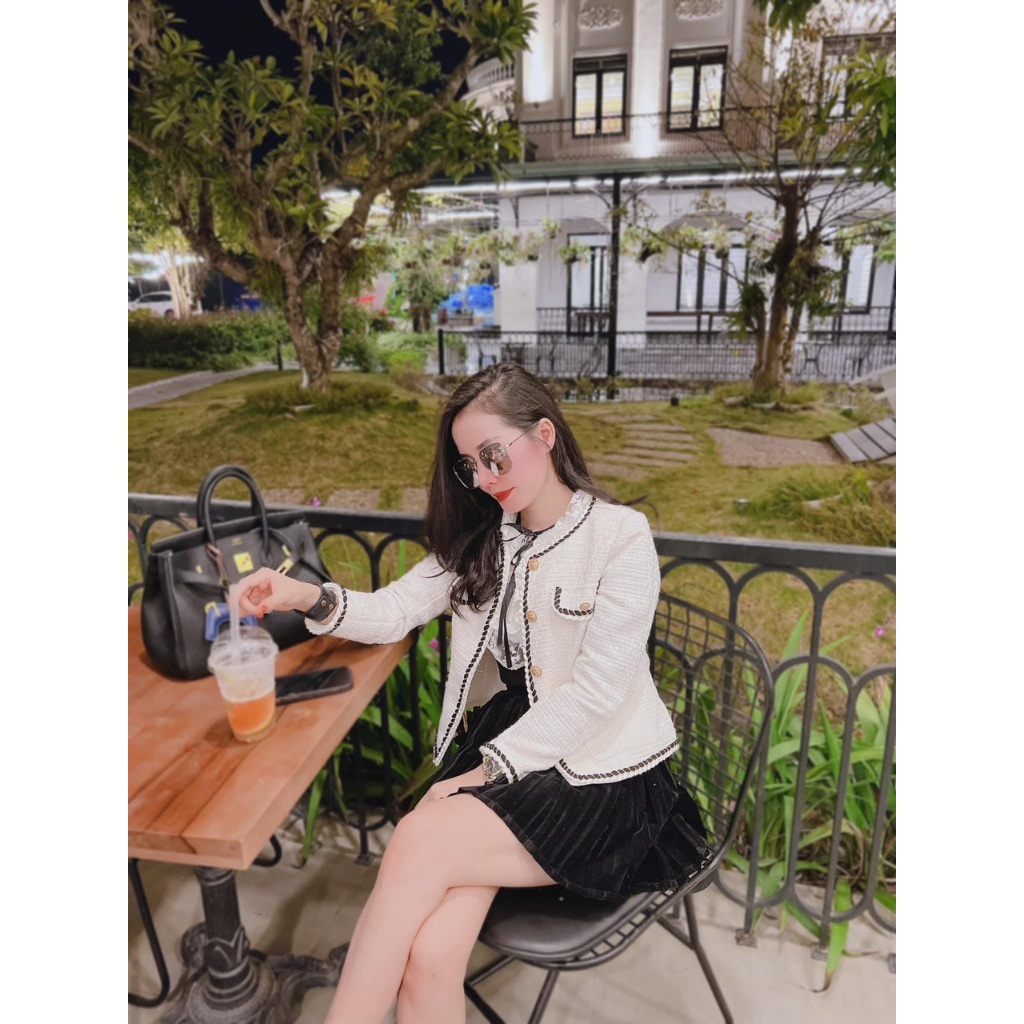 Áo dạ tweet phối viền đenn hot hit MC284