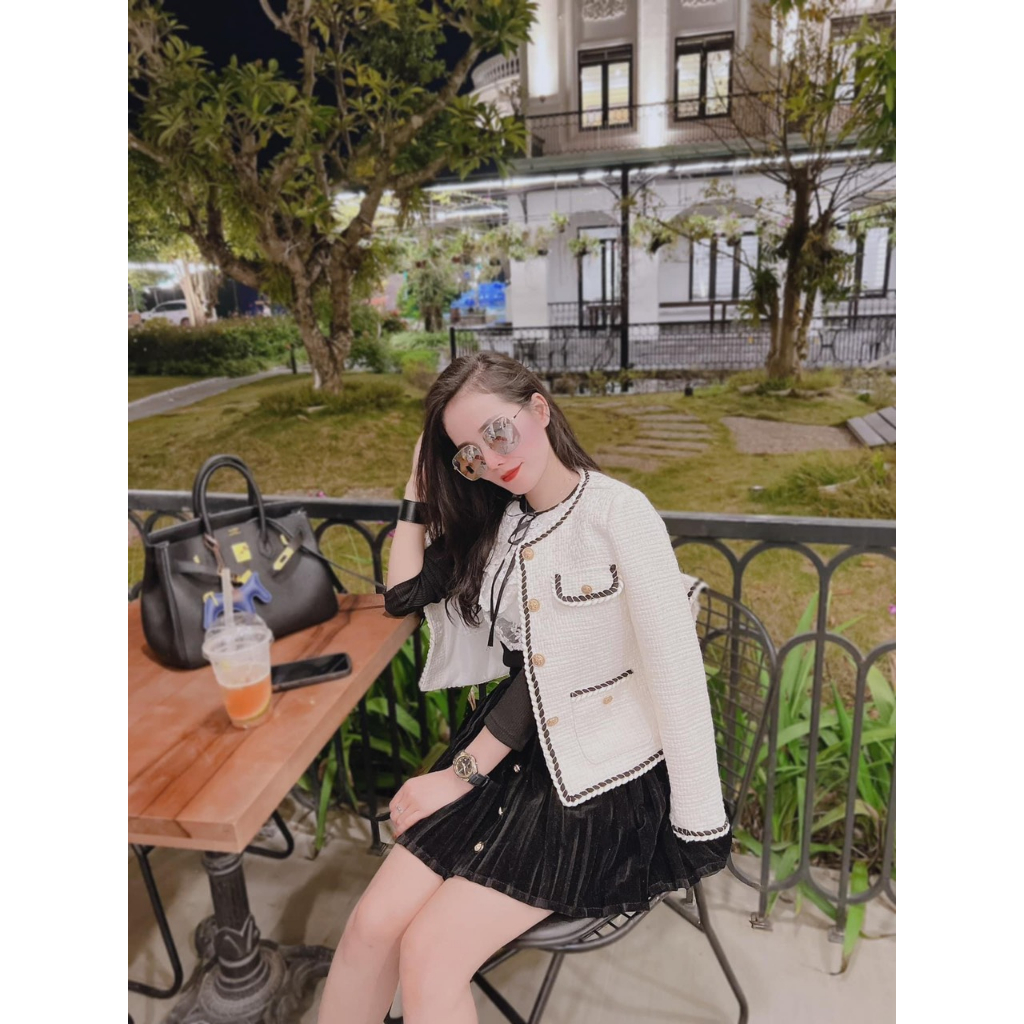 Áo dạ tweet phối viền đenn hot hit MC284