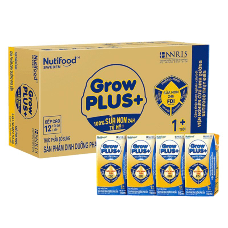 Sữa non pha sẵn Growplus vàng 110ml Nutifood - thùng 48 hộp