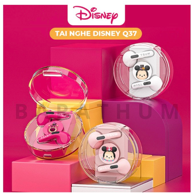 Tai nghe bluetooth Disney vỏ trong suốt nghe nhạc không dây âm thanh HIFI có mic đàm thoại cảm ứng vân tay