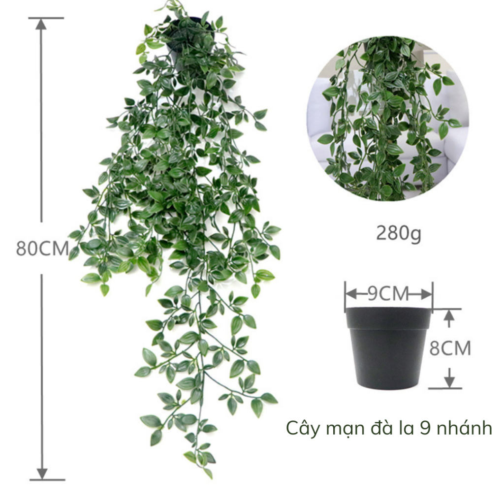 Chậu Cây Giả Để Bàn, Cây Leo Giả Decor, Dây Leo Trang Trí, Dây Leo Tường Kèm Chậu