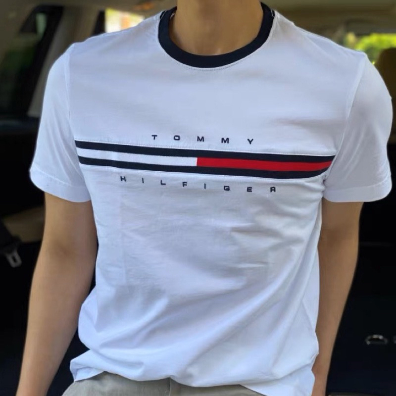 Áo thun Tom Basic thêu chữ phối kẻ nam nữ cao cấp Áo phông Tom Basic nam nữ phối kẻ mới nhất