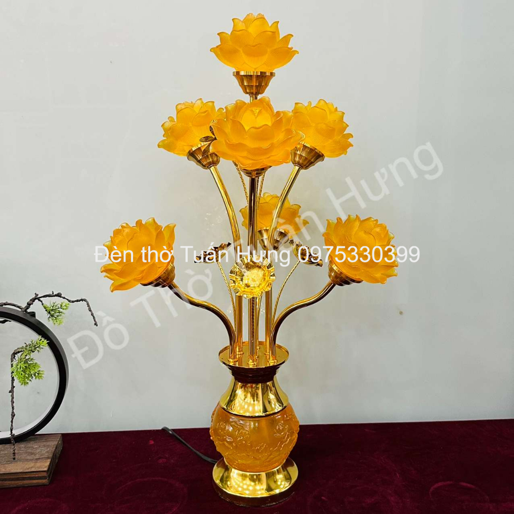 Đèn thờ hoa sen lưu ly cao cấp nhiều cỡ mẫu mới hàng loại 1