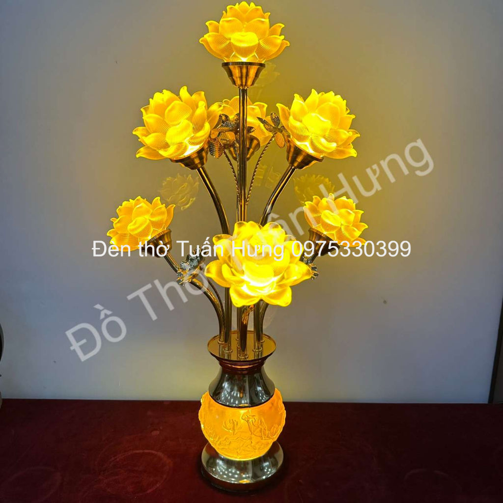 Đèn thờ hoa sen lưu ly cao cấp nhiều cỡ mẫu mới hàng loại 1