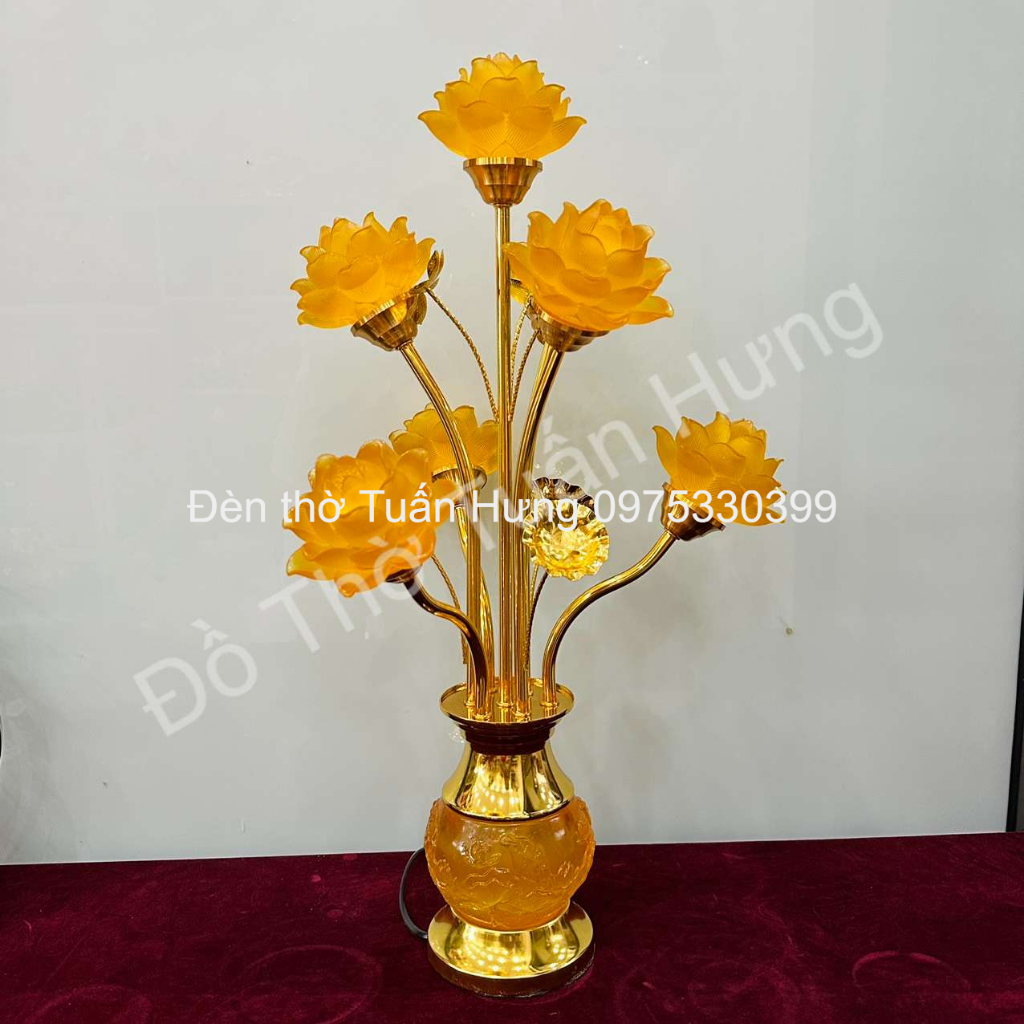 Đèn thờ hoa sen lưu ly cao cấp nhiều cỡ mẫu mới hàng loại 1