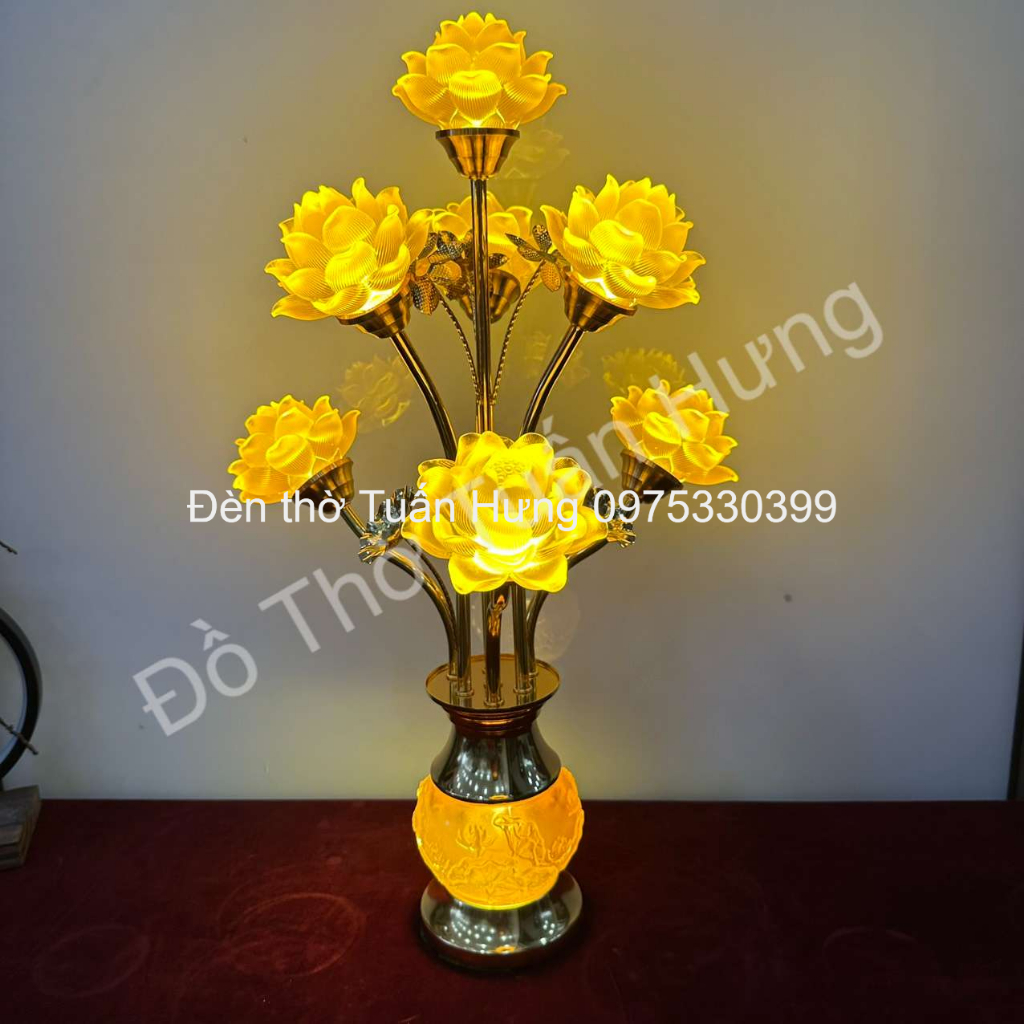 Đèn thờ hoa sen lưu ly cao cấp nhiều cỡ mẫu mới hàng loại 1
