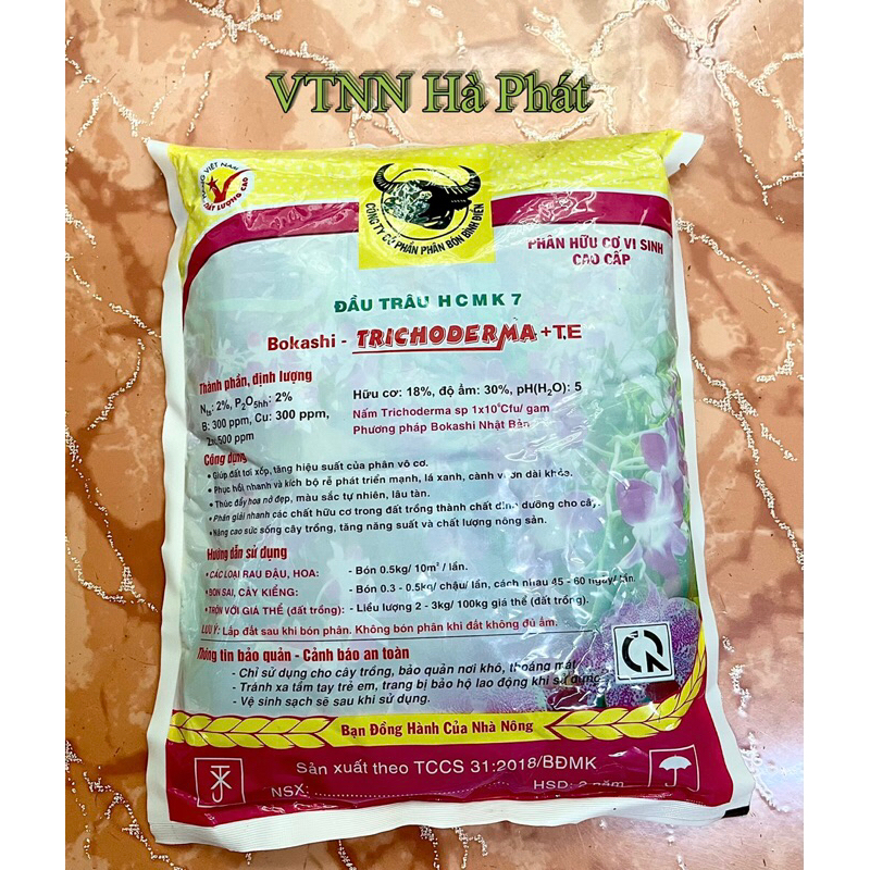 PHÂN HỮU CƠ VI SINH ĐẦU TRÂU MK7 TRICHODERMA BÓN RAU MÀU, HOA CÂY KIỂNG 1KG