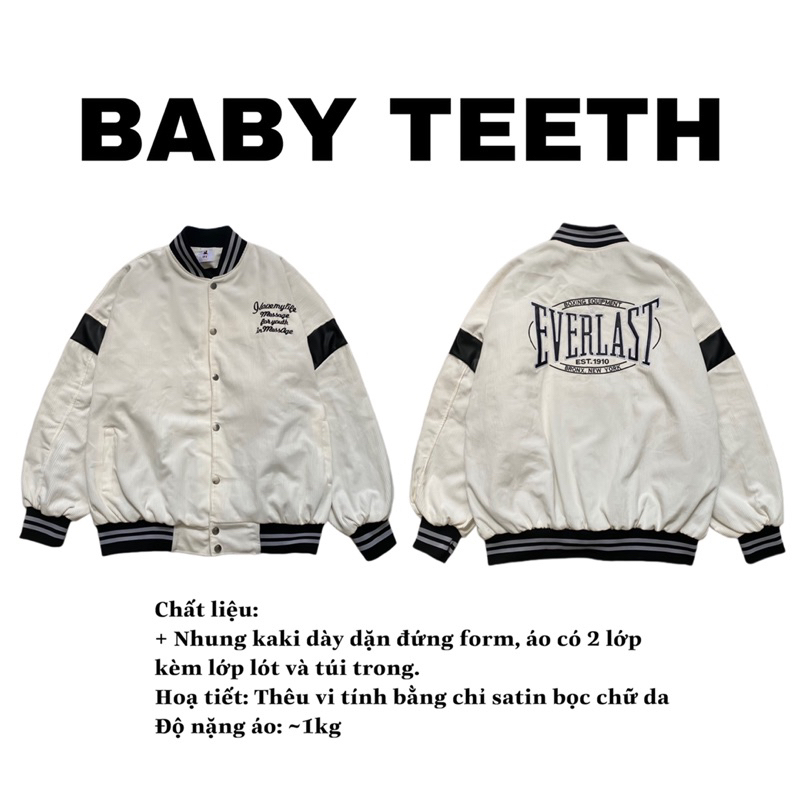 Áo khoác bomber bóng chày tay kẻ da Everlast