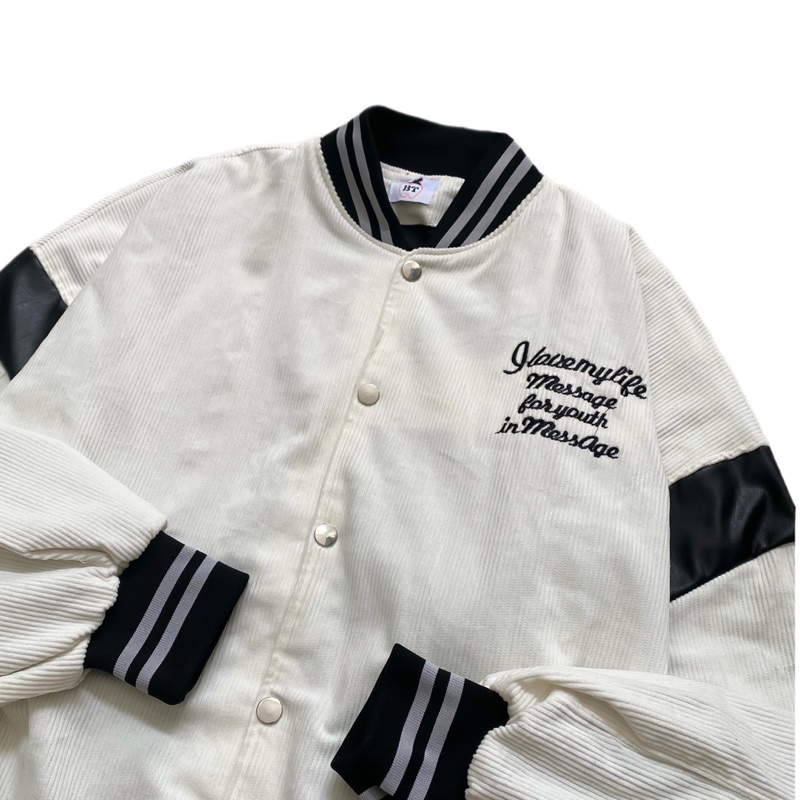 Áo khoác bomber bóng chày tay kẻ da Everlast