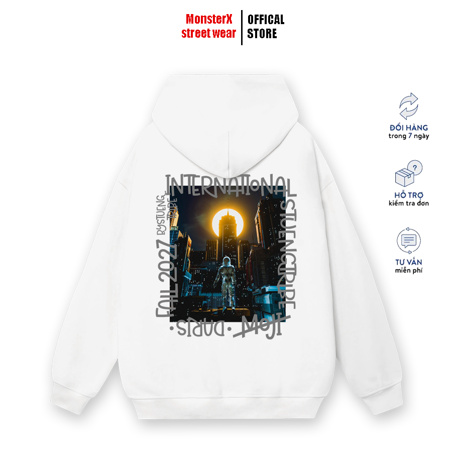 Áo Hoodie nỉ bông Monster X Street MOJI nam nữ form rộng thu đông Local Brand
