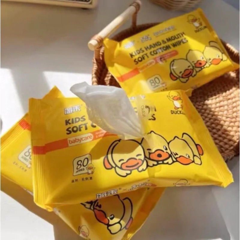 Thùng 10 gói khăn ướt vịt vàng không mùi - nội địa Trung