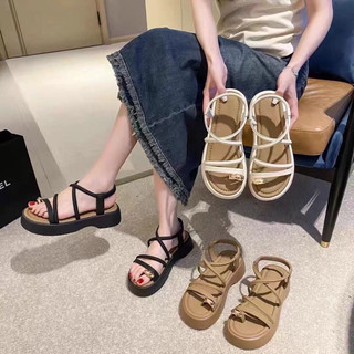 sandal nữ sandal bánh mì đế 3p quai xỏ ngón đính đá
