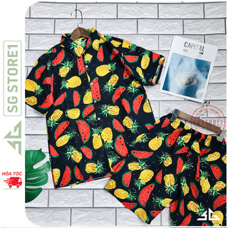 Bộ đồ trái cây nổi bật set đồ gia đình cặp đôi nam nữ hội nhóm đi biển chất kate thái dày dặn (BDD)SGSTORE1