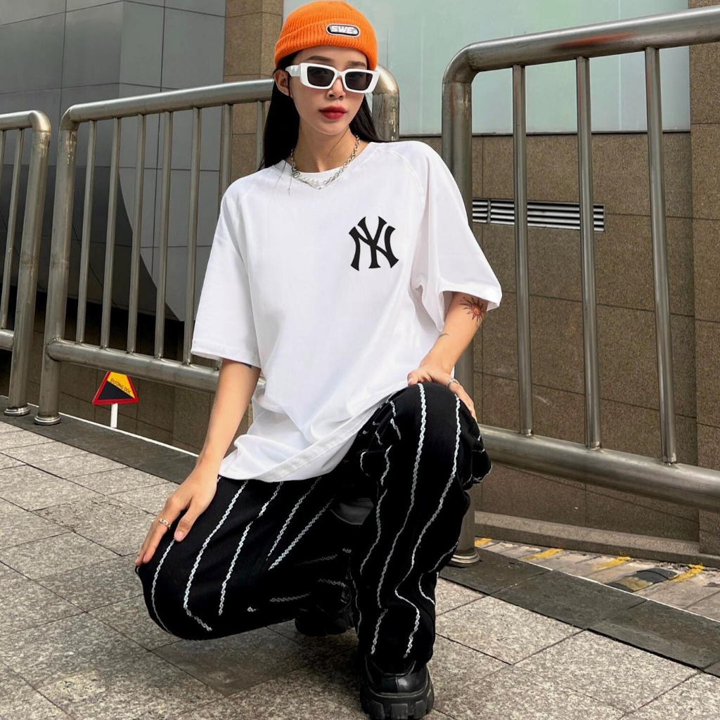 Áo Thun Nam Nữ Form Rộng Cotton Tay Lỡ Unisex , Áo Phông Cổ Tròn Basic Tee Oversize Trend Hè 2023 - NY MLB