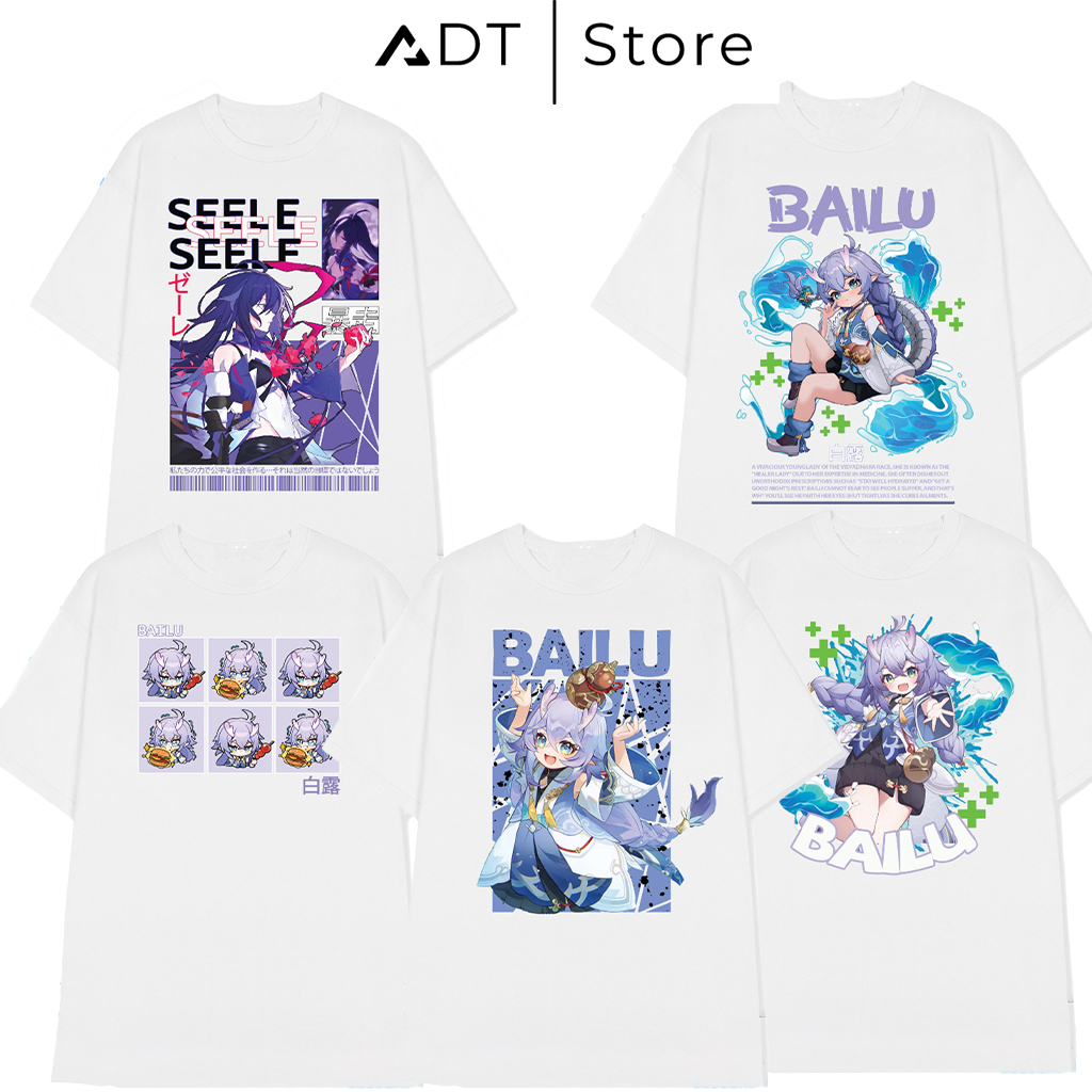 ADT.Store x Áo Thun Honkai Star Rail: Bailu - Seele Mẫu áo thun trắng in hình chất mền mịn thoáng mát