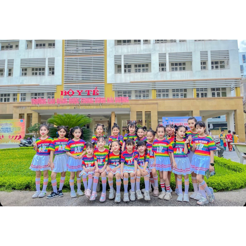 Bộ Đồ Cầu Vồng Hiphop Cho Bé Trai & Bé Gái Mang Đôi, Làm Đồng Phục Nhảy BXG652