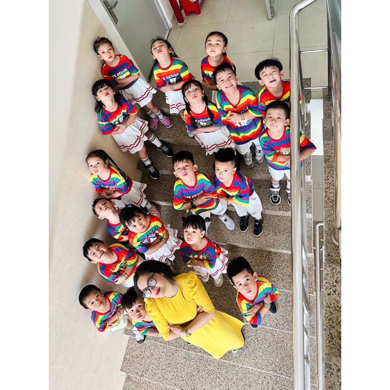 Bộ Đồ Cầu Vồng Hiphop Cho Bé Trai & Bé Gái Mang Đôi, Làm Đồng Phục Nhảy BXG652